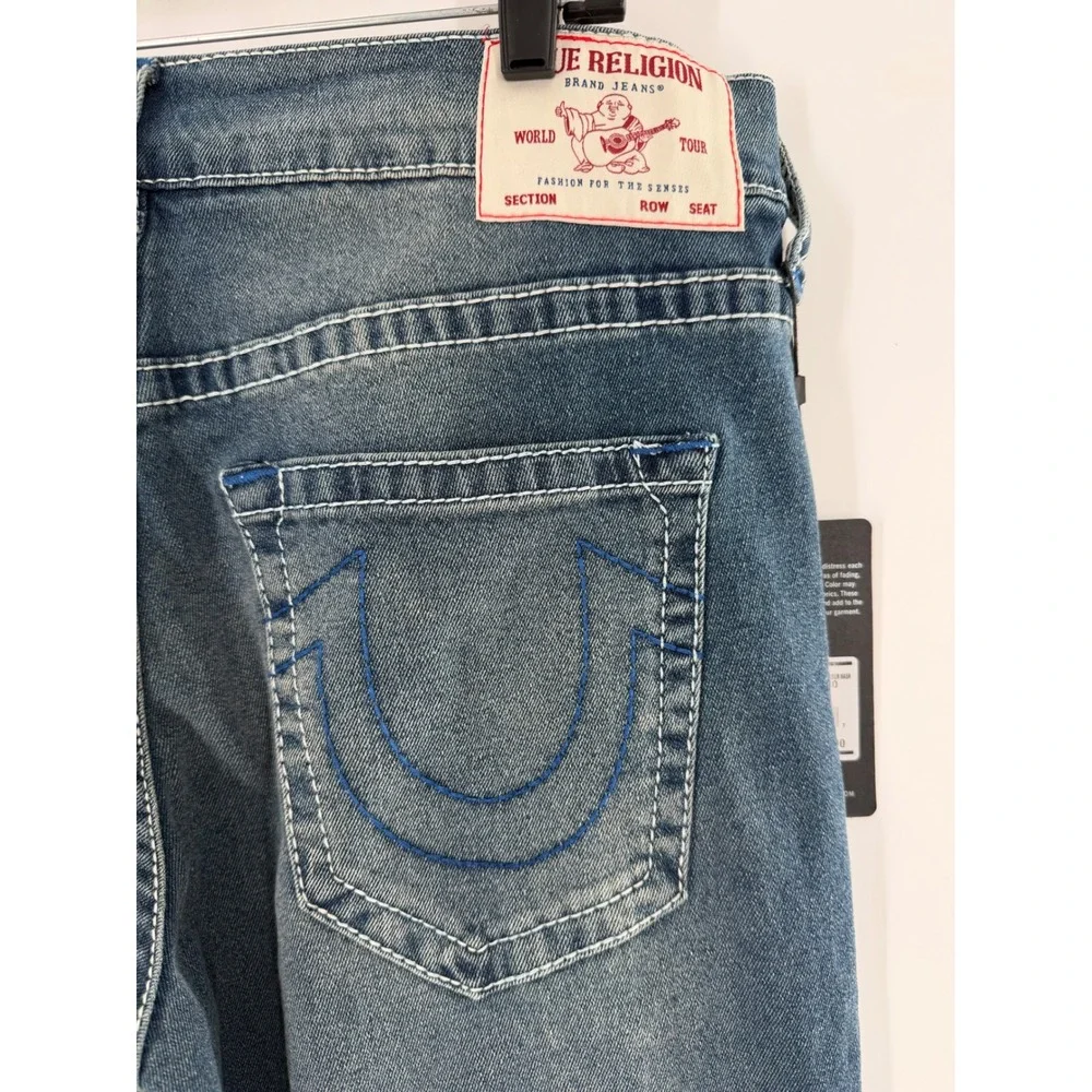 True Religion Ricky Relaxed Straight Mens Jeans Blue Big T No Flap 36X34 NEW